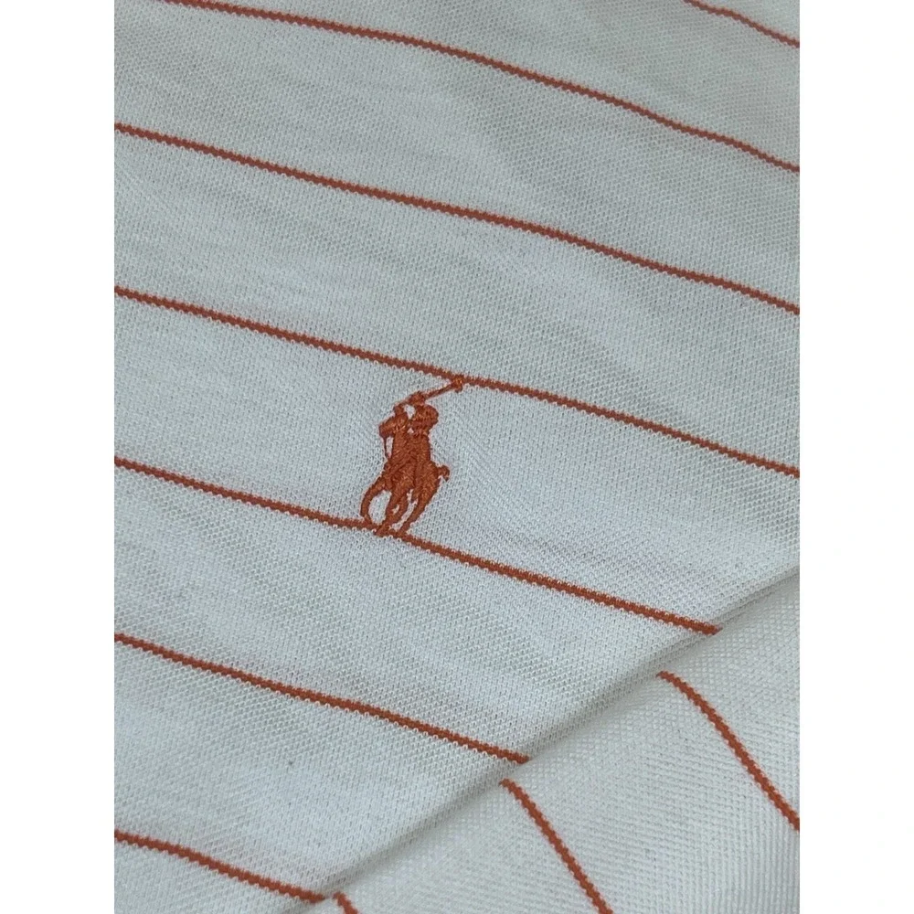 Polo Golf Ralph Lauren Mens XL White W/Orange Stripes Short Bandon Dunes Ad Pima